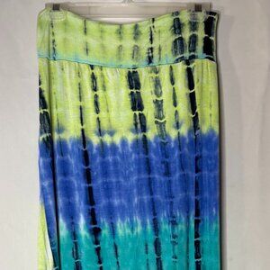 Women's BCX Size L - Blue & Yellow Below Knee Thin Skirt - 28" x 34"